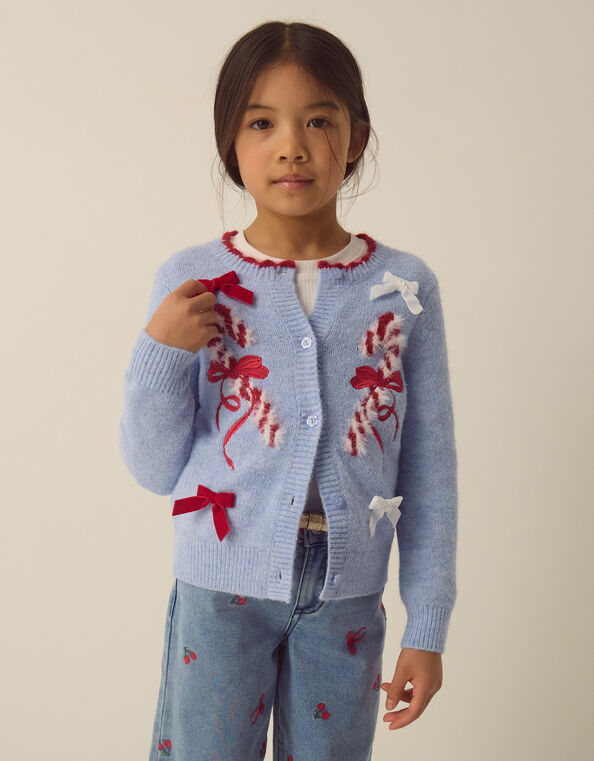 Candy Cane Christmas Cardigan, Blue (BLUE), large