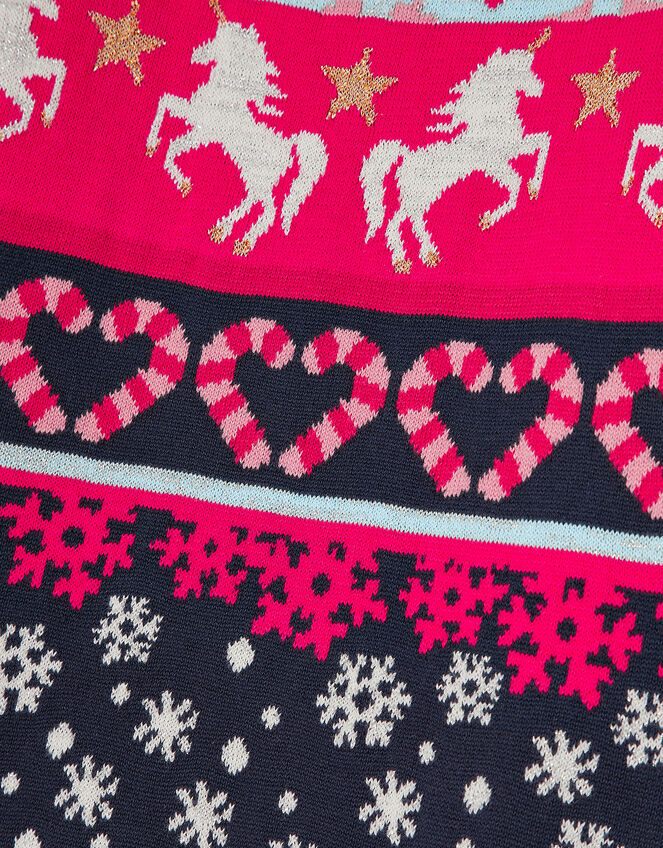 Unicorn Fair Isle Knit Dress, Red (RED), large