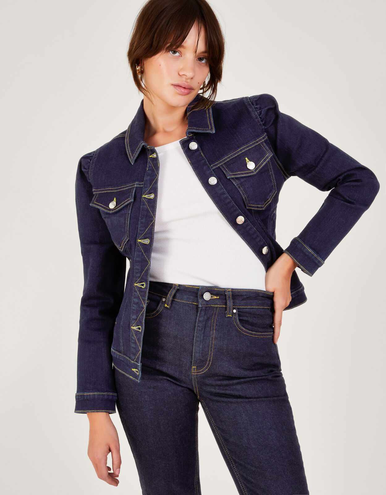 Puff sleeve shop denim jacket uk