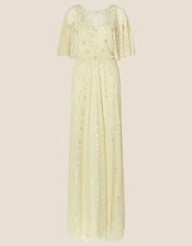 Embellished Maxi Dress in Recycled Polyester, Yellow (YELLOW), large