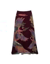 One Hundred Stars Crane Print Midi Skirt, Purple (PLUM), large