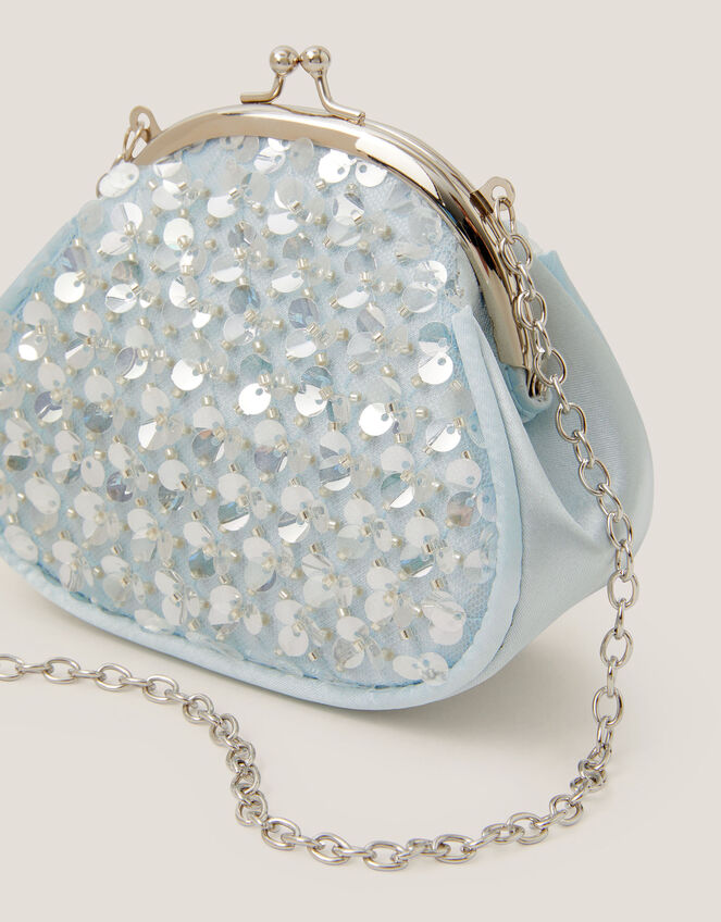 Sequin Embellished Clip Frame Bag, , large