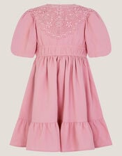 Crochet Yoke Tiered Dress, Pink (PINK), large