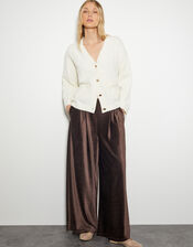 Shay Rib Wide Leg Trousers, Brown (CHOCOLATE), large