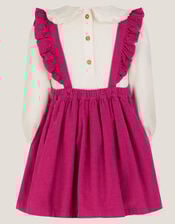Baby Top & Corduroy Pinafore Dress Set, Red (BURGUNDY), large