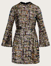 Krya Velvet Sequin Tunic Dress, Black (BLACK), large