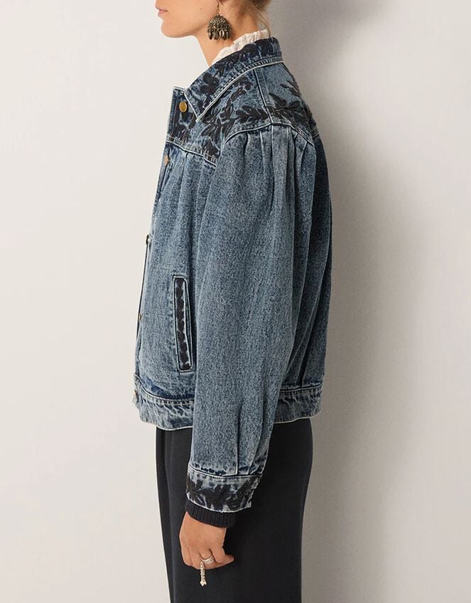 Maison Hotel Wesley Embroidered Denim Jacket, Blue (BLUE), large