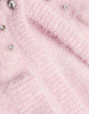 Fluffy Gem Collar Bolero Cardigan, Pink (PINK), large