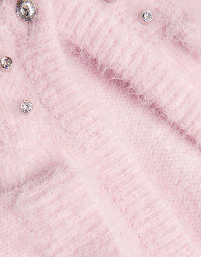 Fluffy Gem Collar Bolero Cardigan, Pink (PINK), large
