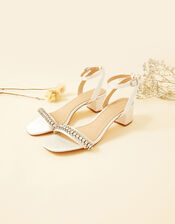 Embellished Low Block Heel Bridal Sandals, Ivory (IVORY), large
