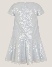 Sequin Drop Waist Dress, Blue (PALE BLUE), large