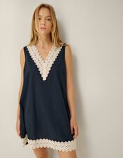 Anais Eyelet Lace Mini Dress, Blue (NAVY), large