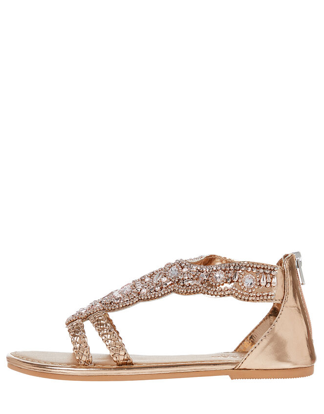 Valencia Bead and Gem Sandals, Gold (ROSE GOLD), large