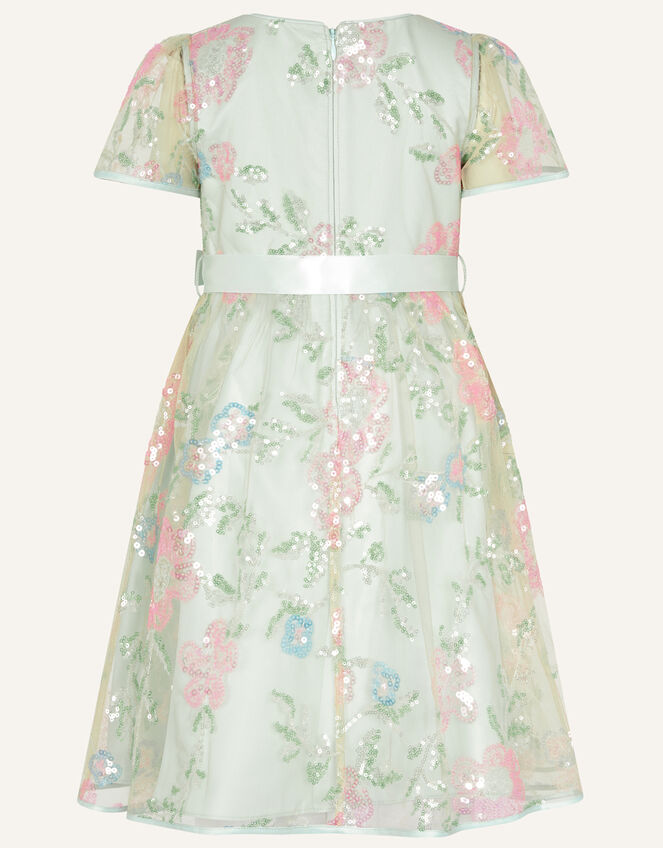 Layla Sequin Flower Dress, Teal (DUCK EGG), large