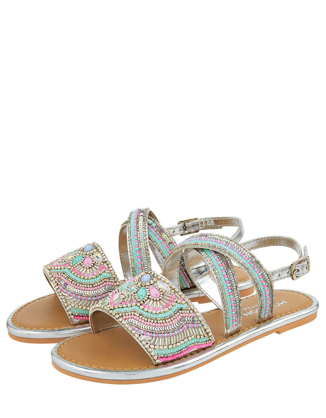 Allie Silver Beaded Sandals Silver