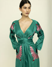 Tallulah & Hope Aziza Regular Embroidered Wrap Dress, Green (GREEN), large