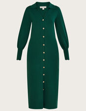 Button Through Shirt Midi Dress, Green (GREEN), large
