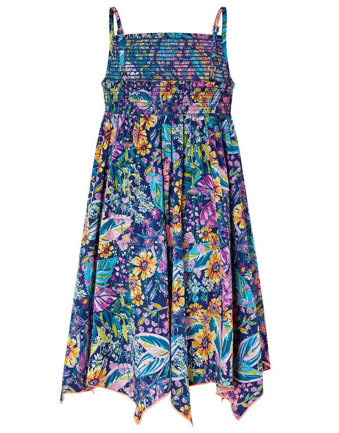 Isobelline Floral Dress in Recycled Polyester, Blue (NAVY), large