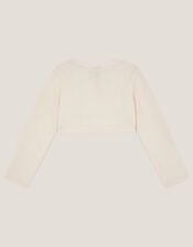 Sequin Flower Embellished Cardigan, White (WARM IVORY), large