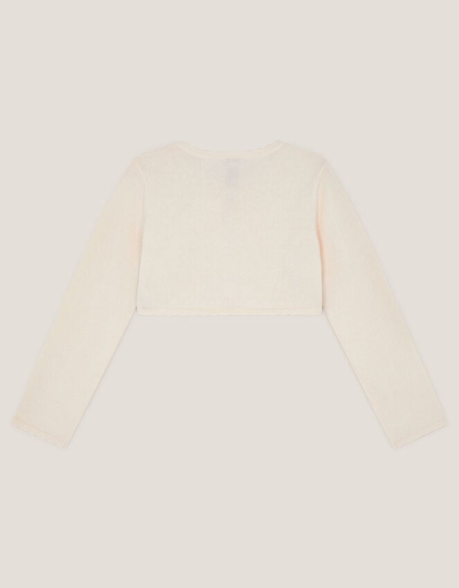 Sequin Flower Embellished Cardigan, White (WARM IVORY), large