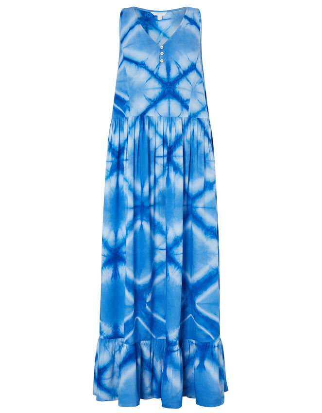 Zaria Tie Dye Maxi Dress in LENZING™ ECOVERO™, Blue (BLUE), large