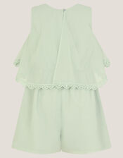 Leia Lace Trim Tier Playsuit, Green (SAGE), large