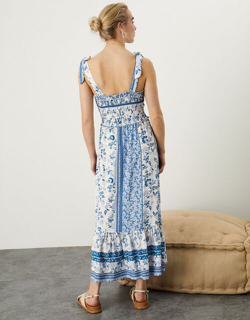Strappy Floral Border Sundress in LENZING™ ECOVERO™, Blue (BLUE), large