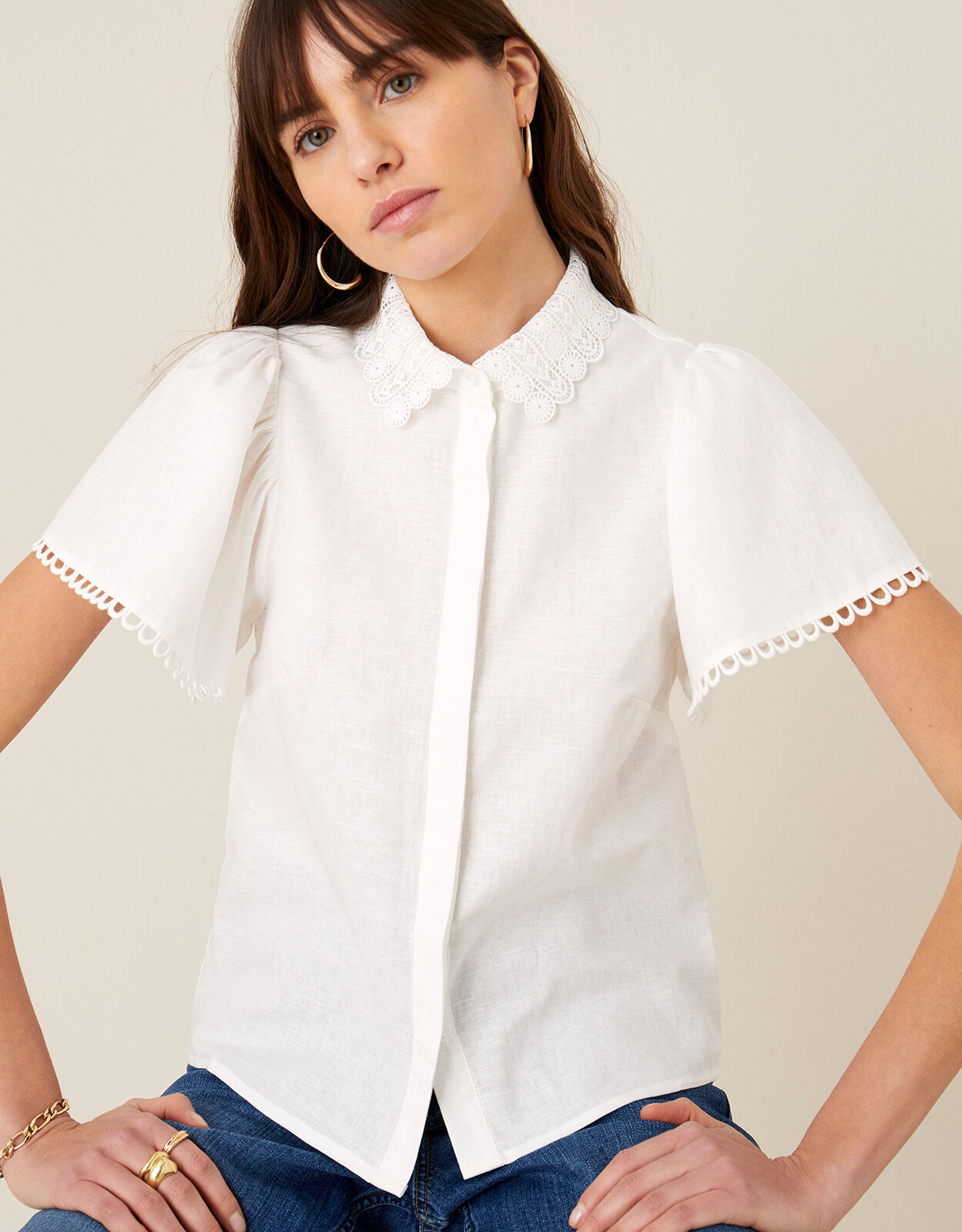 lace collared shirt
