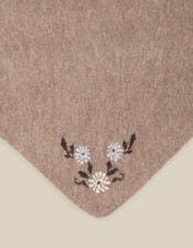 Flic Floral Embroidered Knitted Triangle Scarf, , large