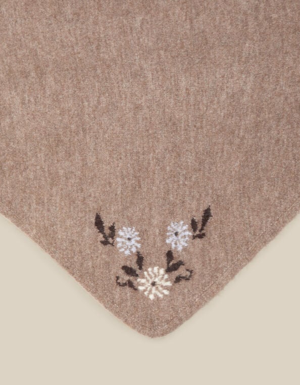 Flic Floral Embroidered Knitted Triangle Scarf, , large