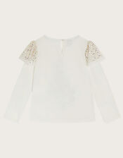 Long Sleeve Embellished Christmas Tree Top, Ivory (IVORY), large