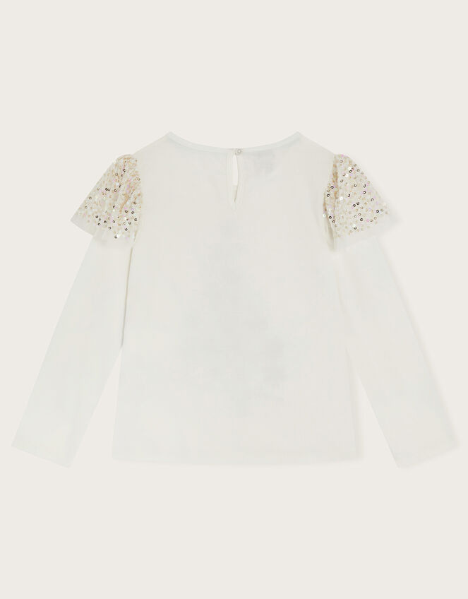 Long Sleeve Embellished Christmas Tree Top, Ivory (IVORY), large