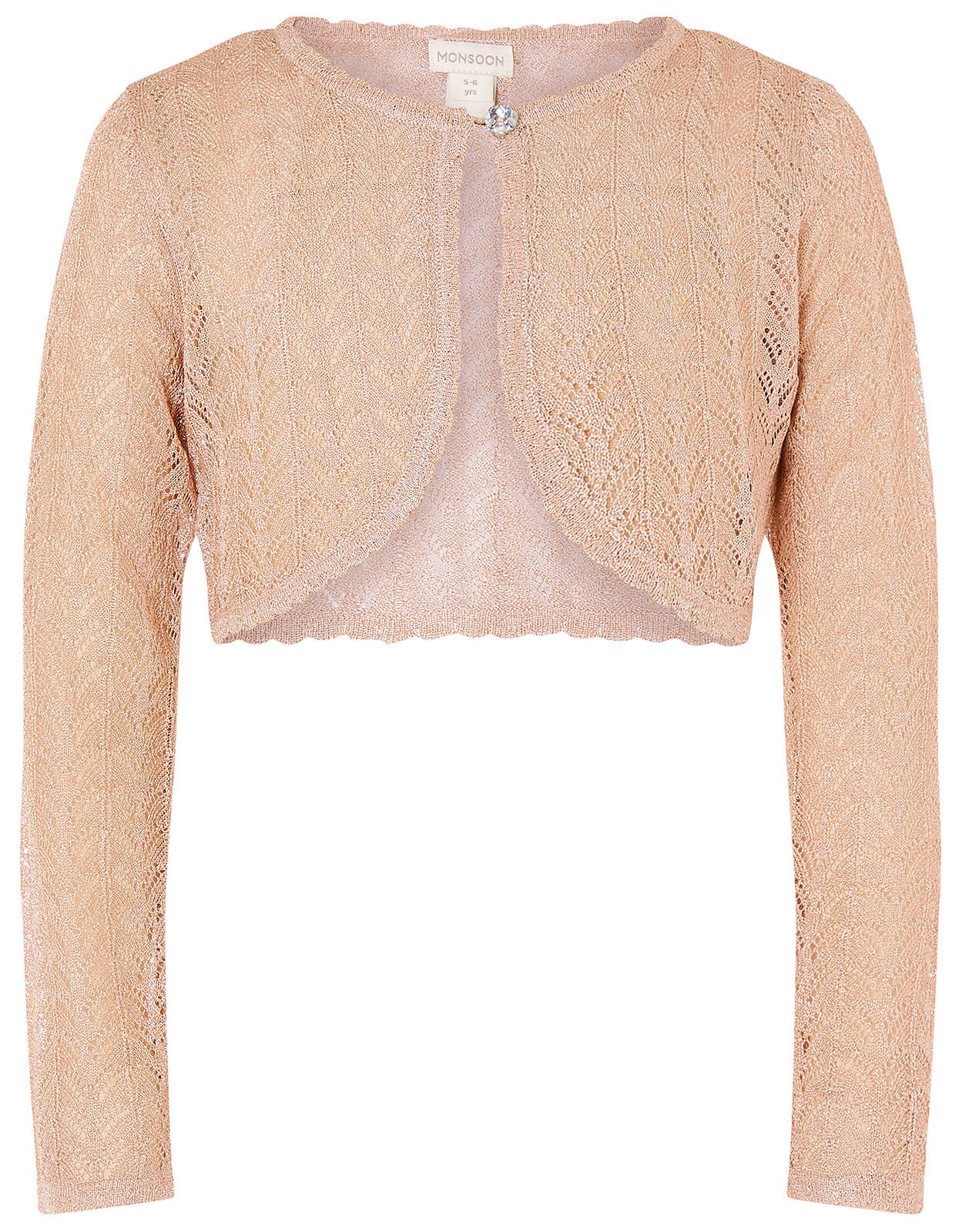 Metallic Pointelle Knit Cardigan Gold Girls Cardigans Monsoon UK