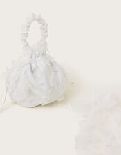 Flower Pouch Bag and Bow Hair Clip Set, , large