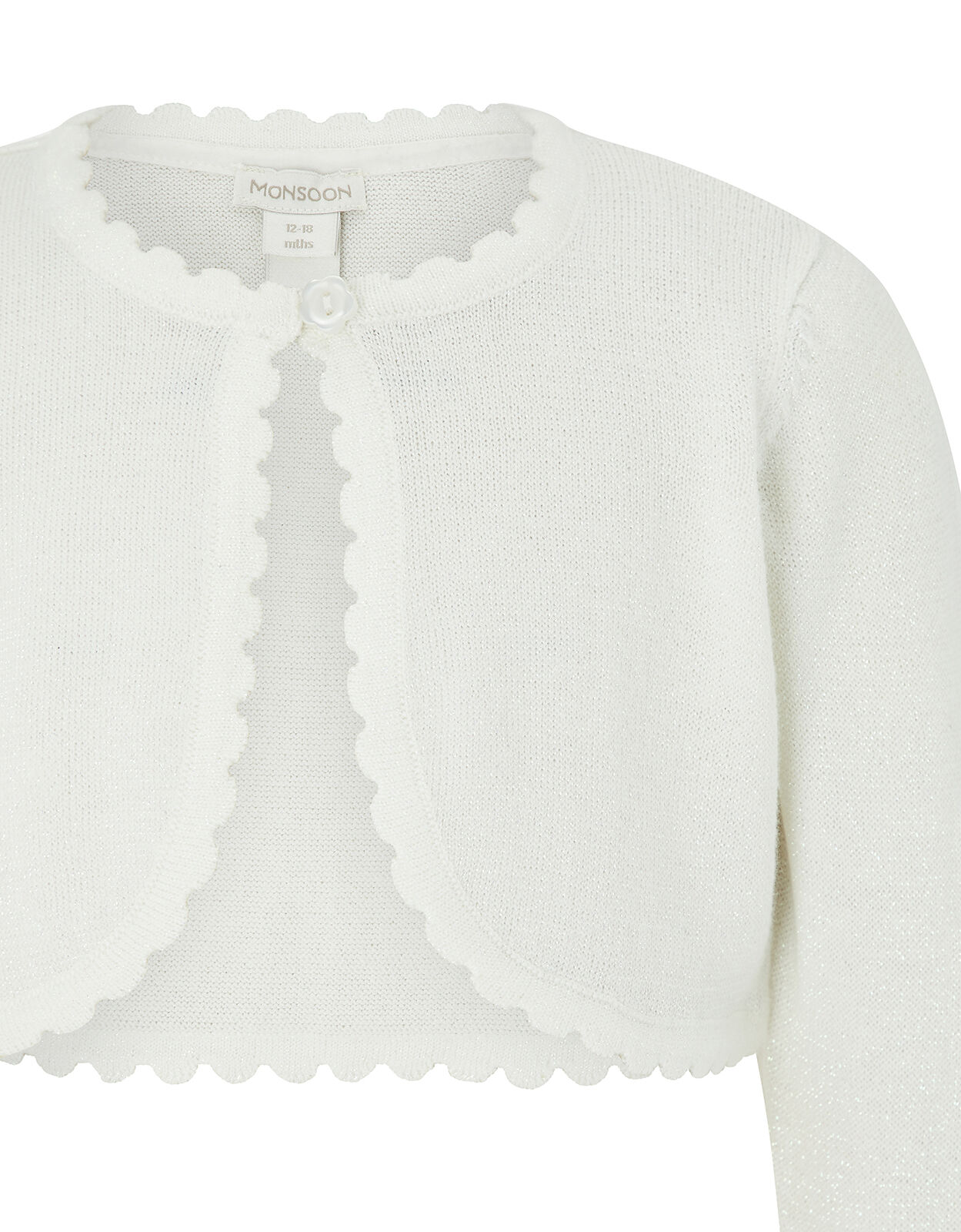 Baby Niamh Cropped Sparkle Knitted Cardigan Ivory Baby Girl