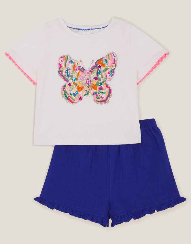Baby Jersey Butterfly T-Shirt & Shorts Set, Ivory (IVORY), large