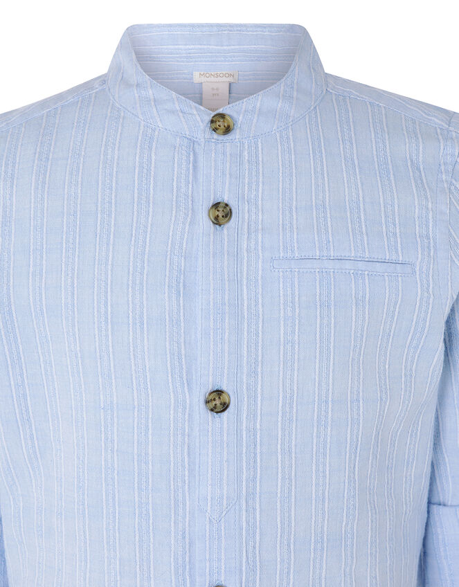 Jamie Textured Shirt in Pure Cotton, Blue (BLUE), large