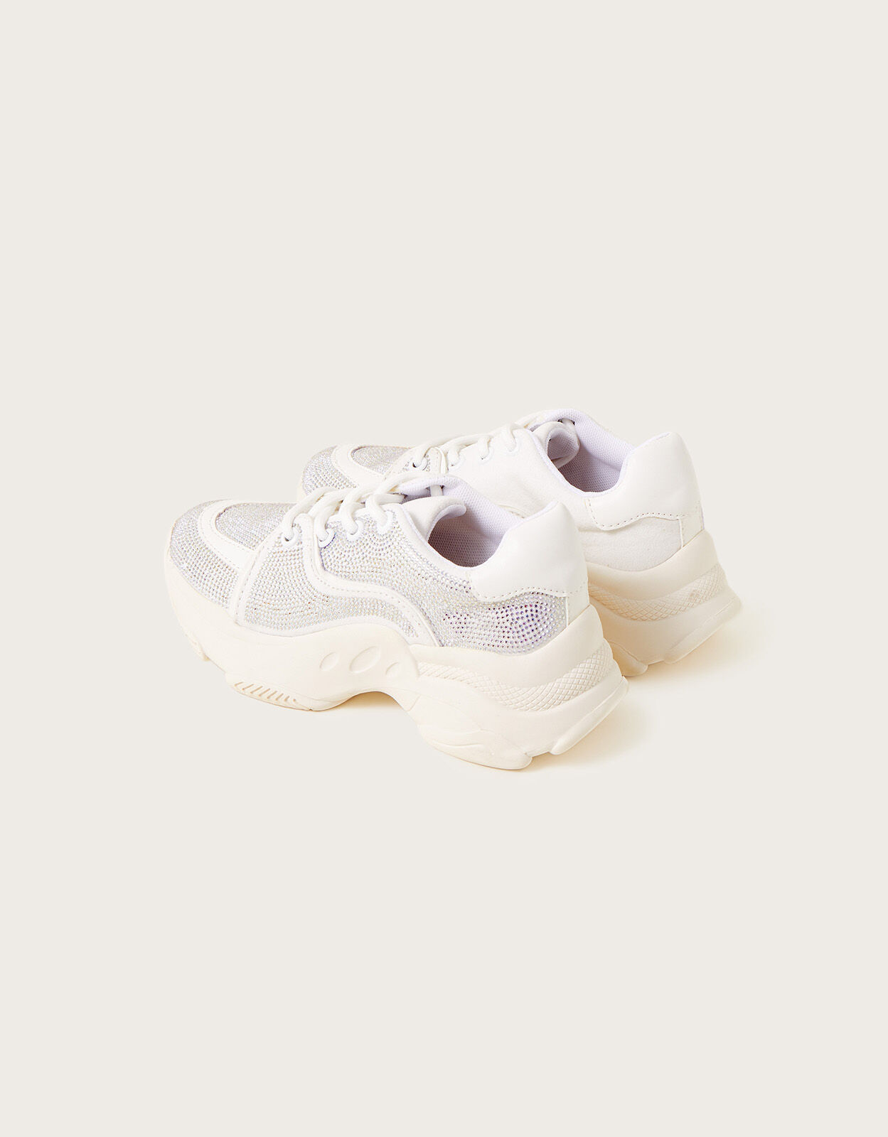 Chunky Diamante Dazzle Trainers Ivory