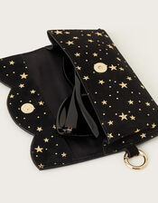 Foil Star Print Suede Scallop Glasses Case, , large