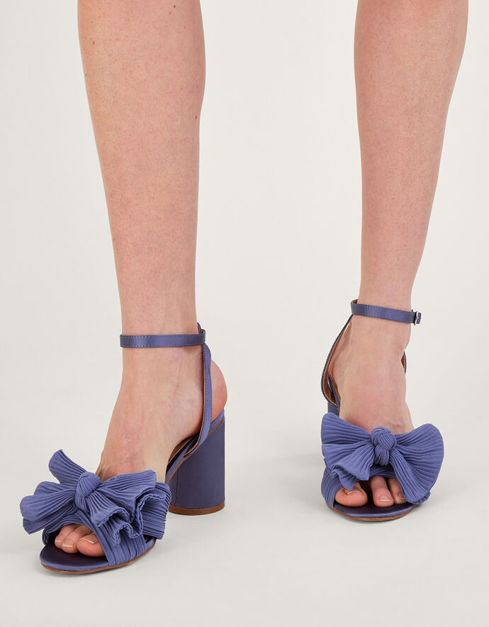 Bow Block Heel Sandals Blue