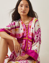 Tina Summer Floral Maxi Kaftan Dress, Pink (PINK), large