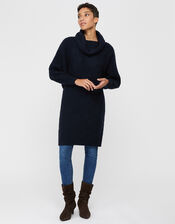 Connie Cowl Neck Knit Dress, Blue (NAVY), large