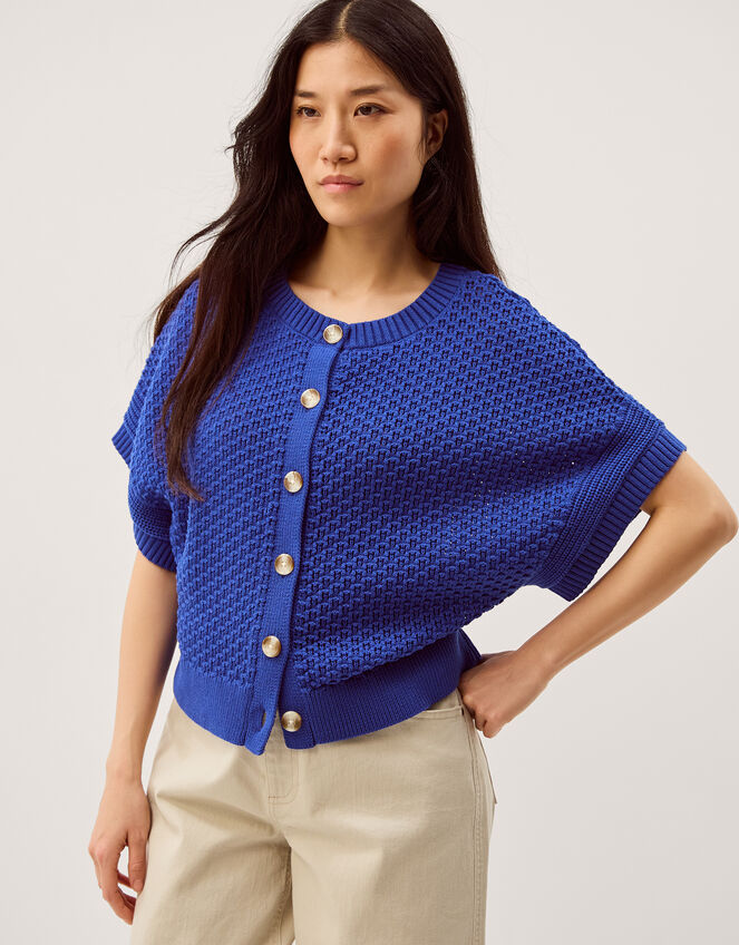 Sienna Short Sleeve Knit Cardigan Blue