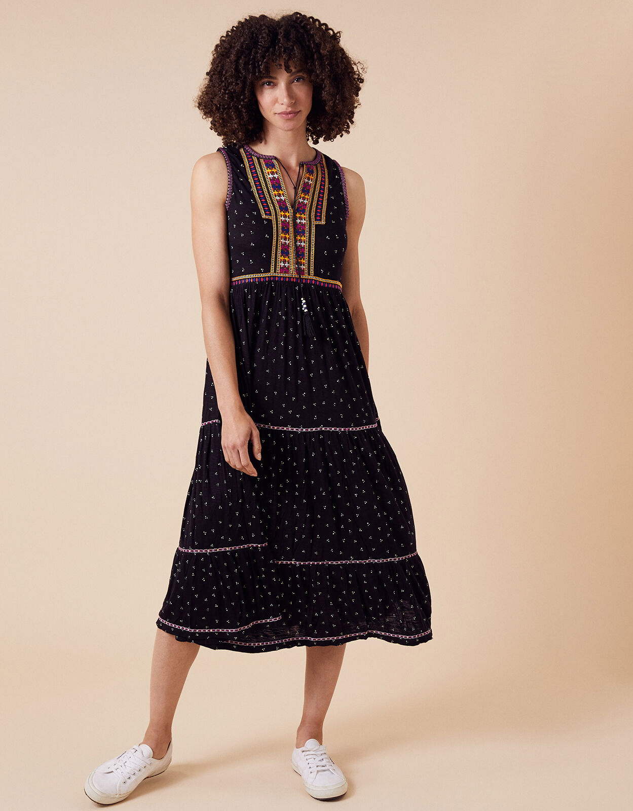 monsoon black embroidered dress