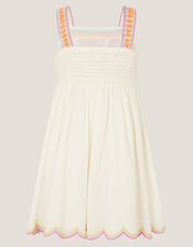 Crochet Sleeveless Dress, White (WHITE), large