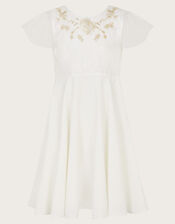 Charlotte Embroidered Dress and Cape, Ivory (IVORY), large
