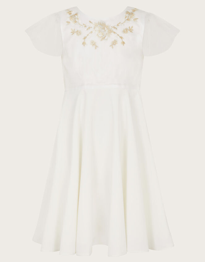 Charlotte Embroidered Dress and Cape, Ivory (IVORY), large
