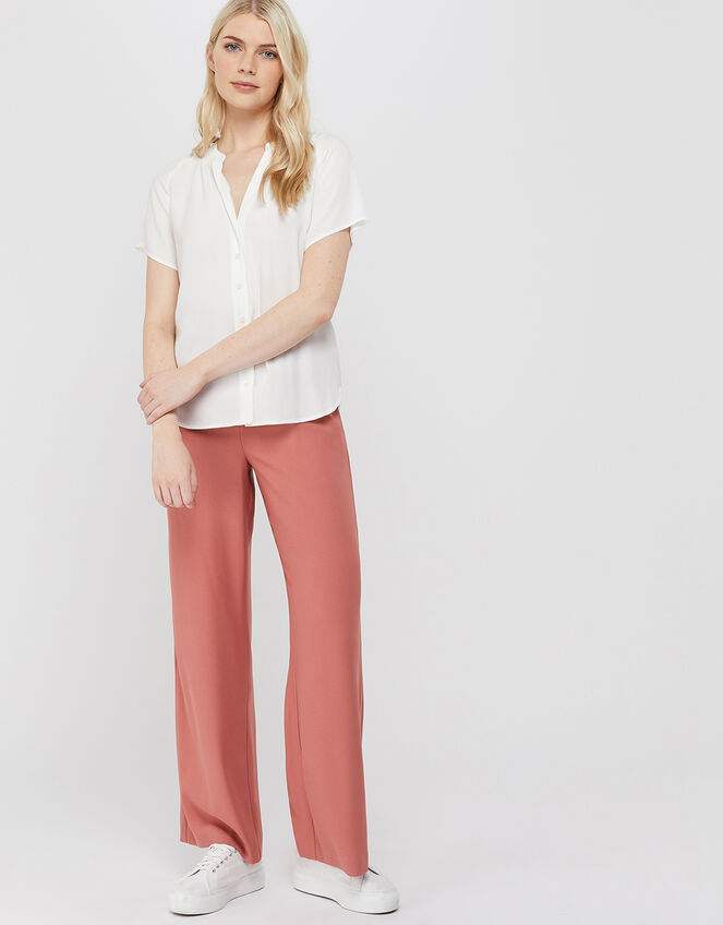 Zinnia Short Sleeve Blouse, Ivory (IVORY), large