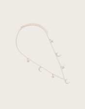 Moon and Star Charm Necklace, Silver (SILVER), large