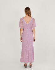 Elizabeth Embellished Maxi Dress in Recycled Polyester, Pink (PINK), large